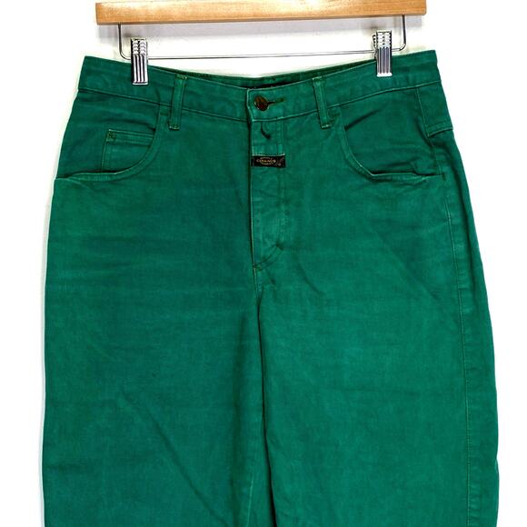 Vintage 90s MARITHE FRANCOIS GIRBAUD Green Jeans Womens 11/12 Tapered Leg Y2K - Picture 2 of 7